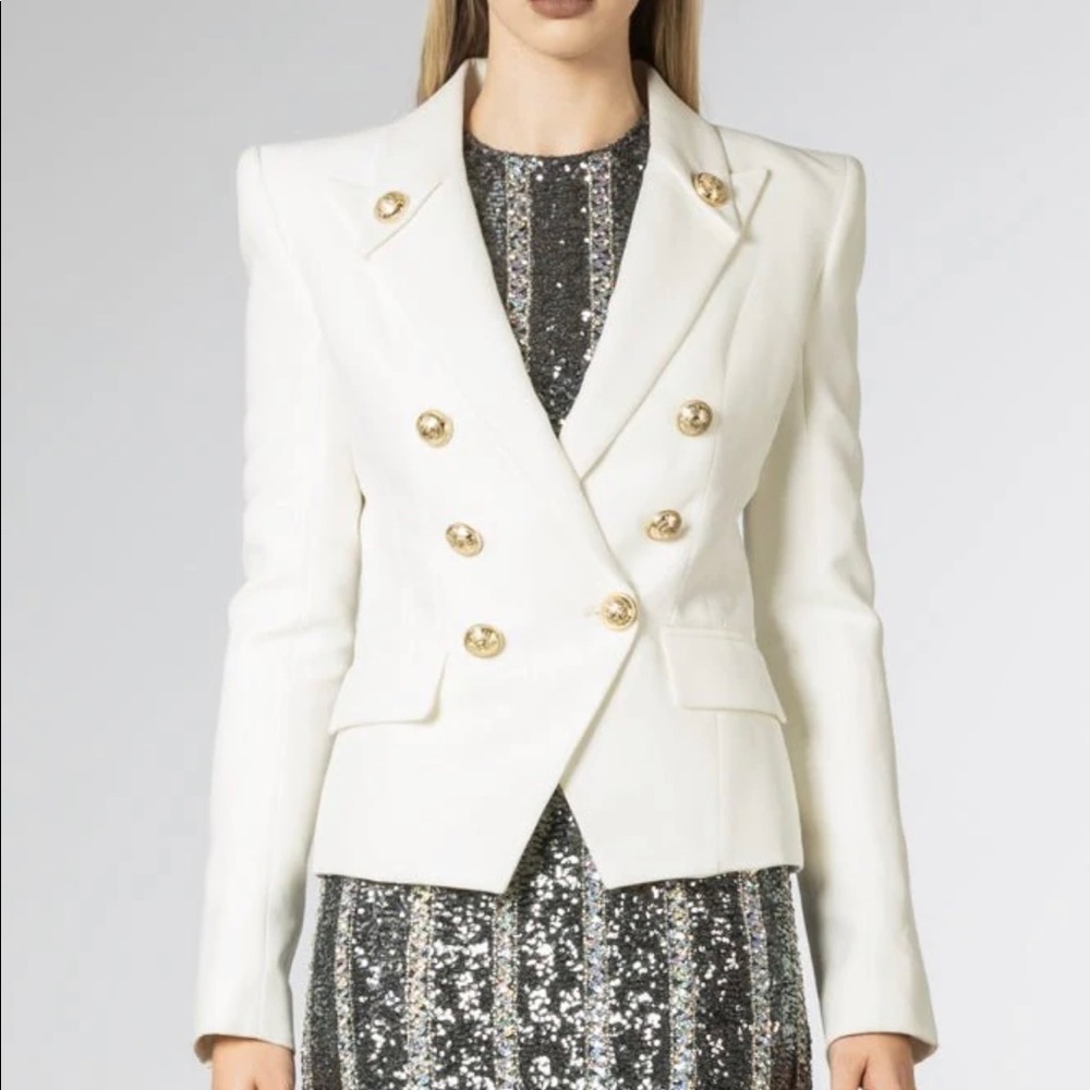Original 6 button blazer pick lapel off white gold buttons